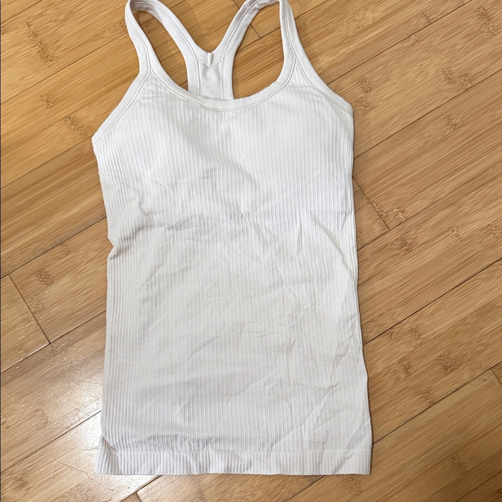 Lululemon Athletica White Ribbed Tank Top